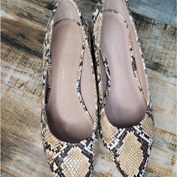 ANTHROPOLOGIE SERAPHINA SNAKESKIN EMBOSSED LEATHER POINTED TOE BLOCK HEE… - Picture 4 of 15